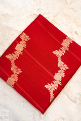 Scarlet Red Pure Kora Organza Silk Saree with Rangkaat Pattern with Silk Mark