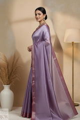 Lavender Cotton Tissue Saree with Naksha Border