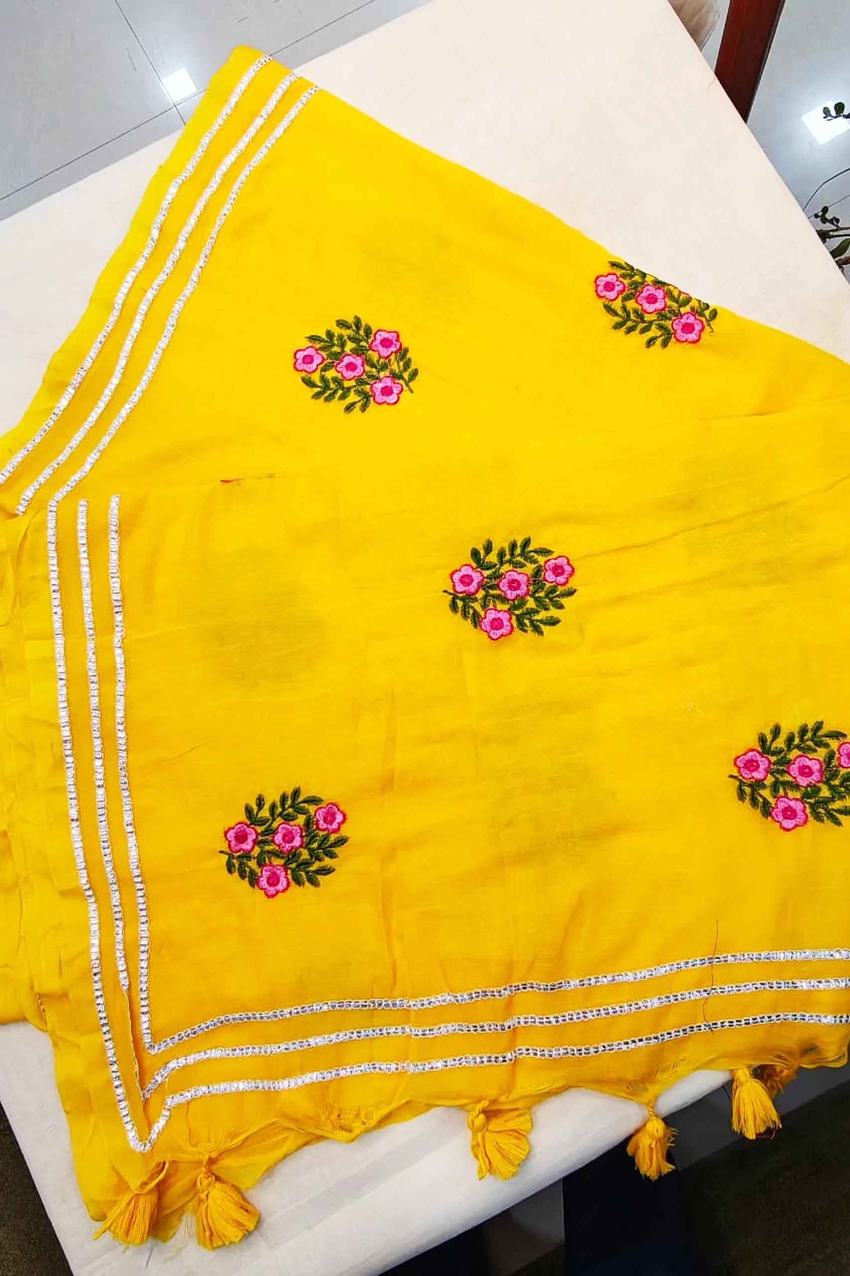 Surajmukhi Pure Mulmul Cotton with Embriodary Yellow