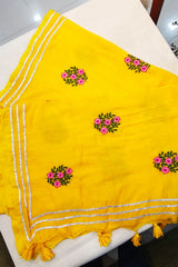 Surajmukhi Pure Mulmul Cotton with Embriodary Yellow