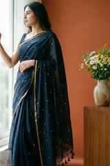 Nisha Swarna - Pure Mulmul Cotton Black