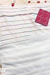 Shubhra Kavita Khes Pure Khadi Cotton With Blouse Piece White