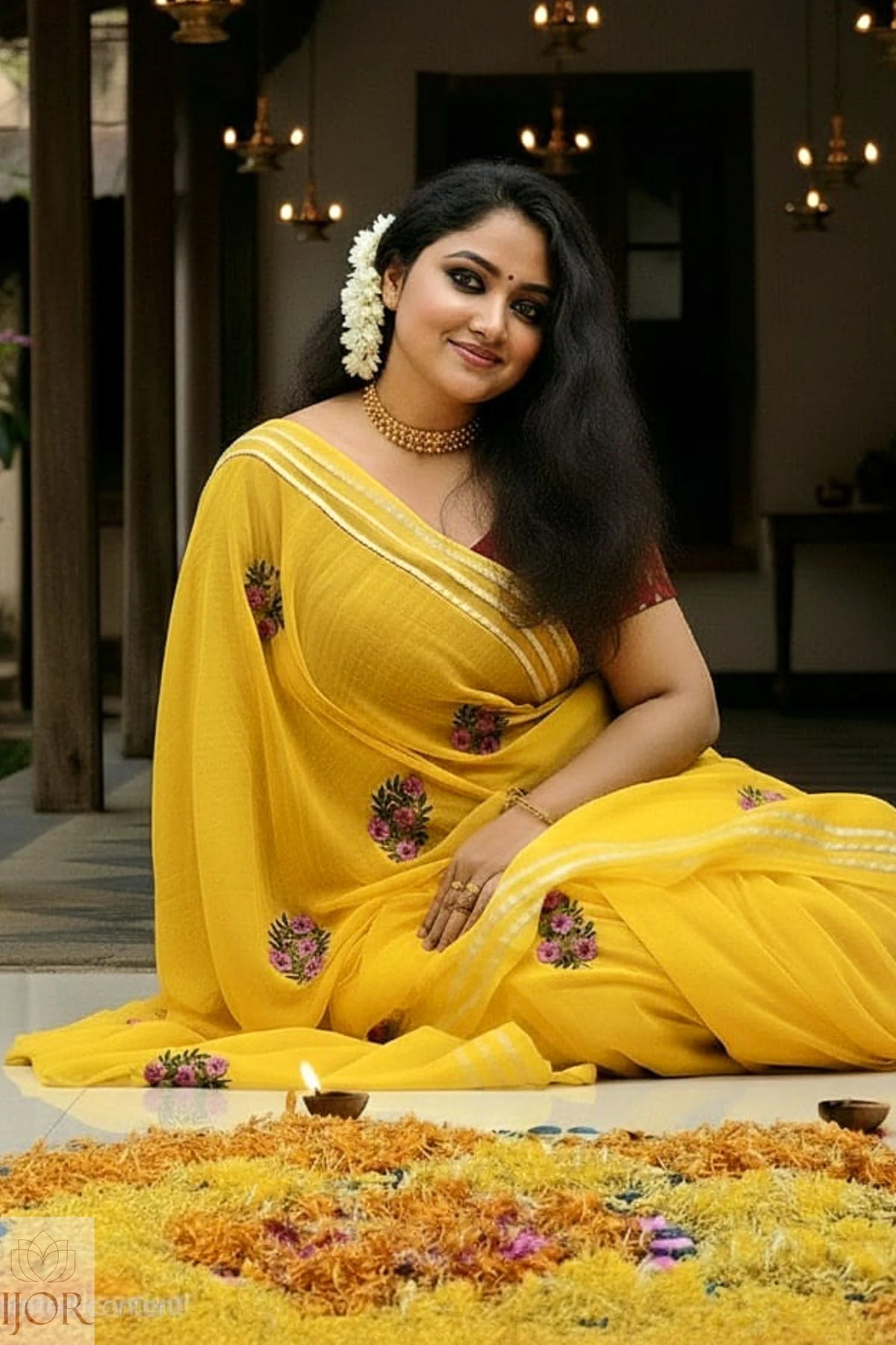 Surajmukhi Pure Mulmul Cotton with Embriodary Yellow