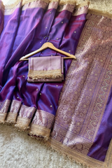 Triya - Tissue Silk Saree with Stone work and Maharani Lace Purple