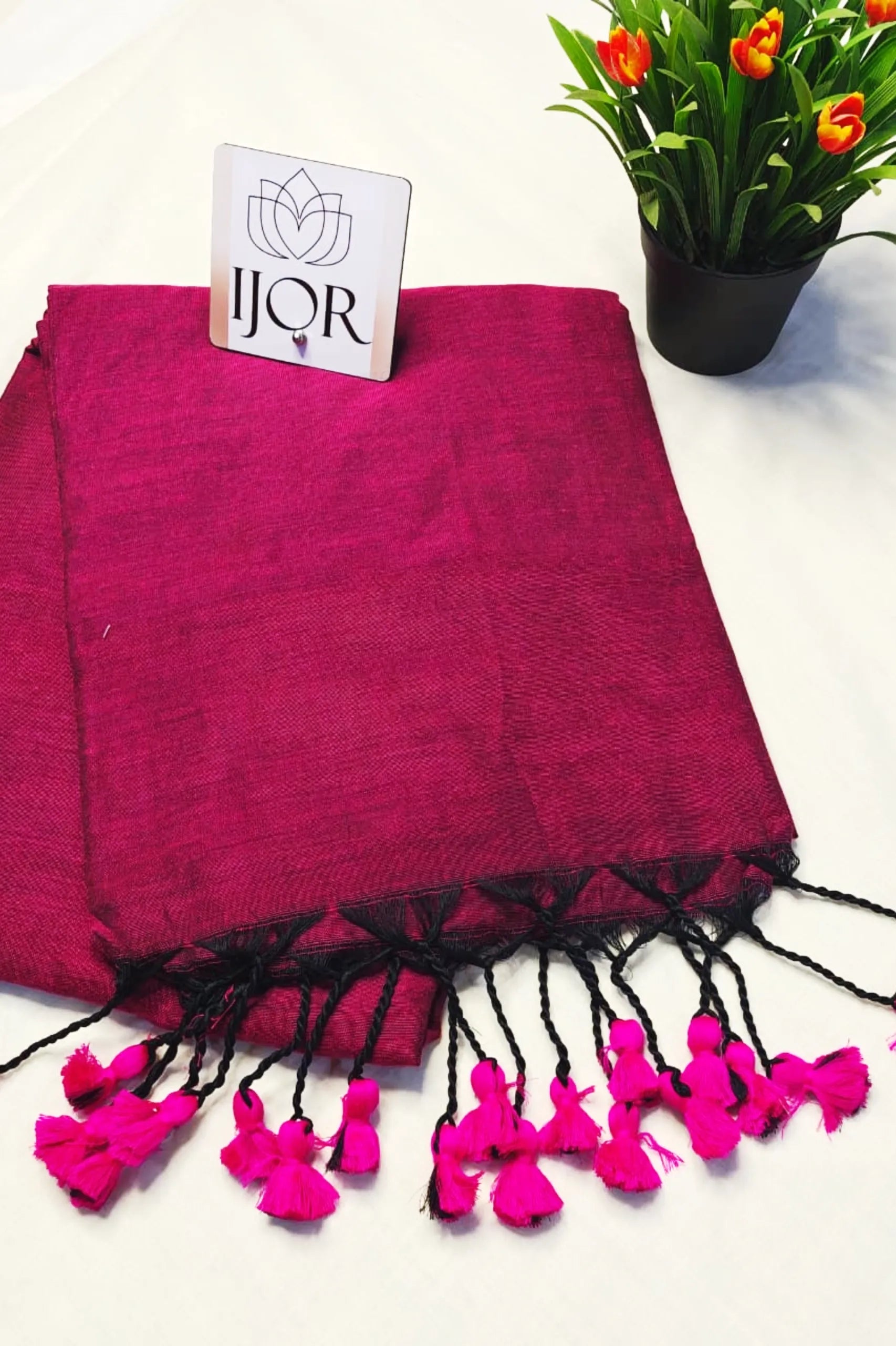 Utsavi - Khes Khadi Cotton with Kalamkari Blouse Piece Wine color