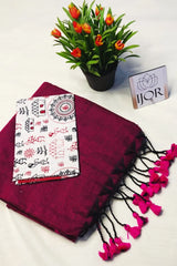 Utsavi - Khes Khadi Cotton with Kalamkari Blouse Piece Wine color