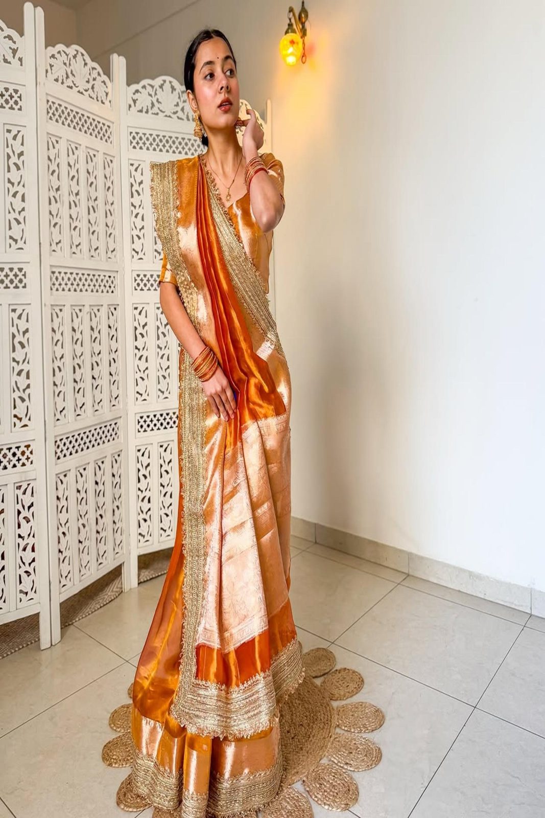 Banarasi Glass Tissue Silk Saree Rustic Gold image 2