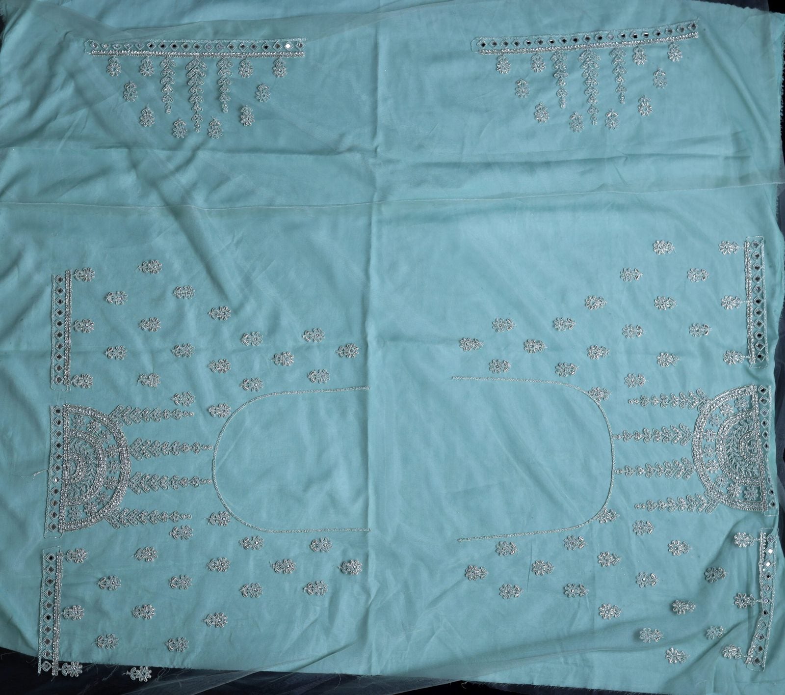 Seafoam Pastel green Embroidered Lehenga image 5