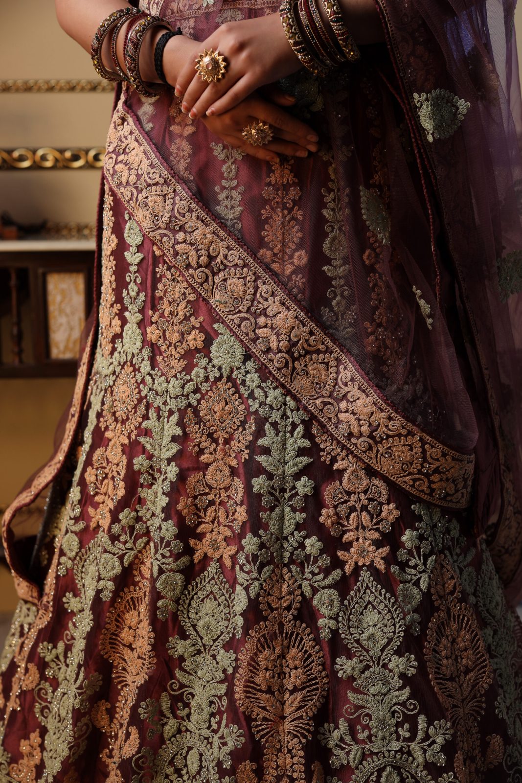 Matte Purple Embroidered Lehenga image 2