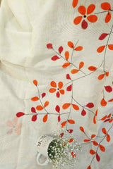 Alpona - Hand Painted Mul Cotton Saree - Off White