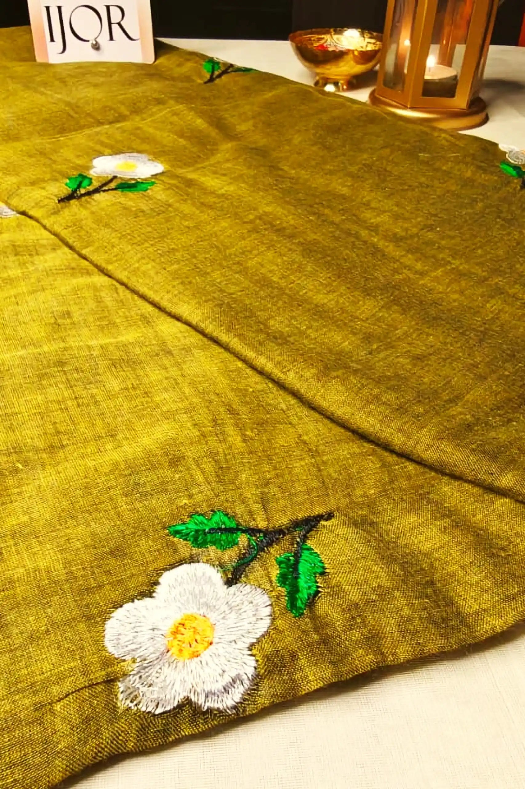 Mahendi Manjari - Pure Mulmul Cotton with Floral Embroidery Mehndi Green