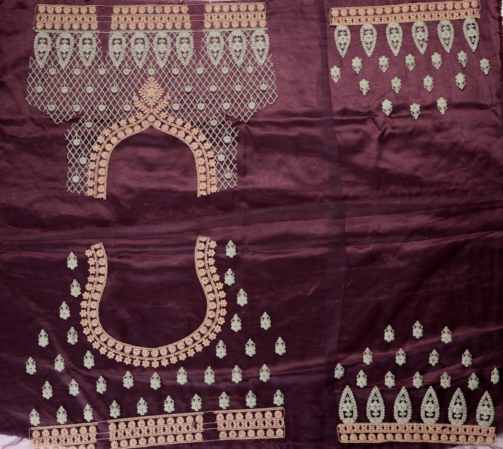 Matte Purple Embroidered Lehenga image 5
