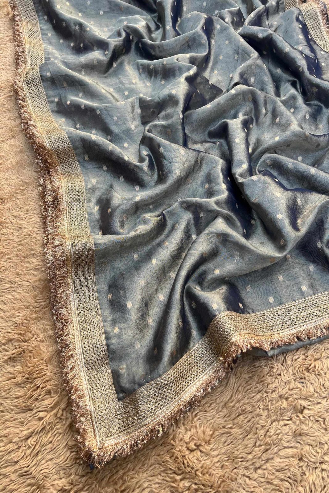 Banarasi Tissue Zari Saree - Grey image