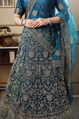 Teal Blue Sequin  Lehenga image 3