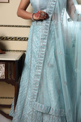 Turquoise Pastel Green Lehenga image 4