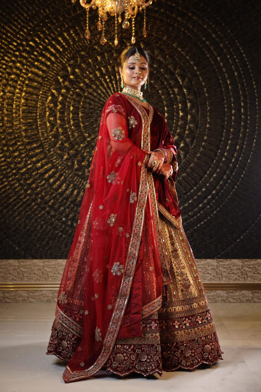 Copper Shades Royal Maroon Silk Lehenga