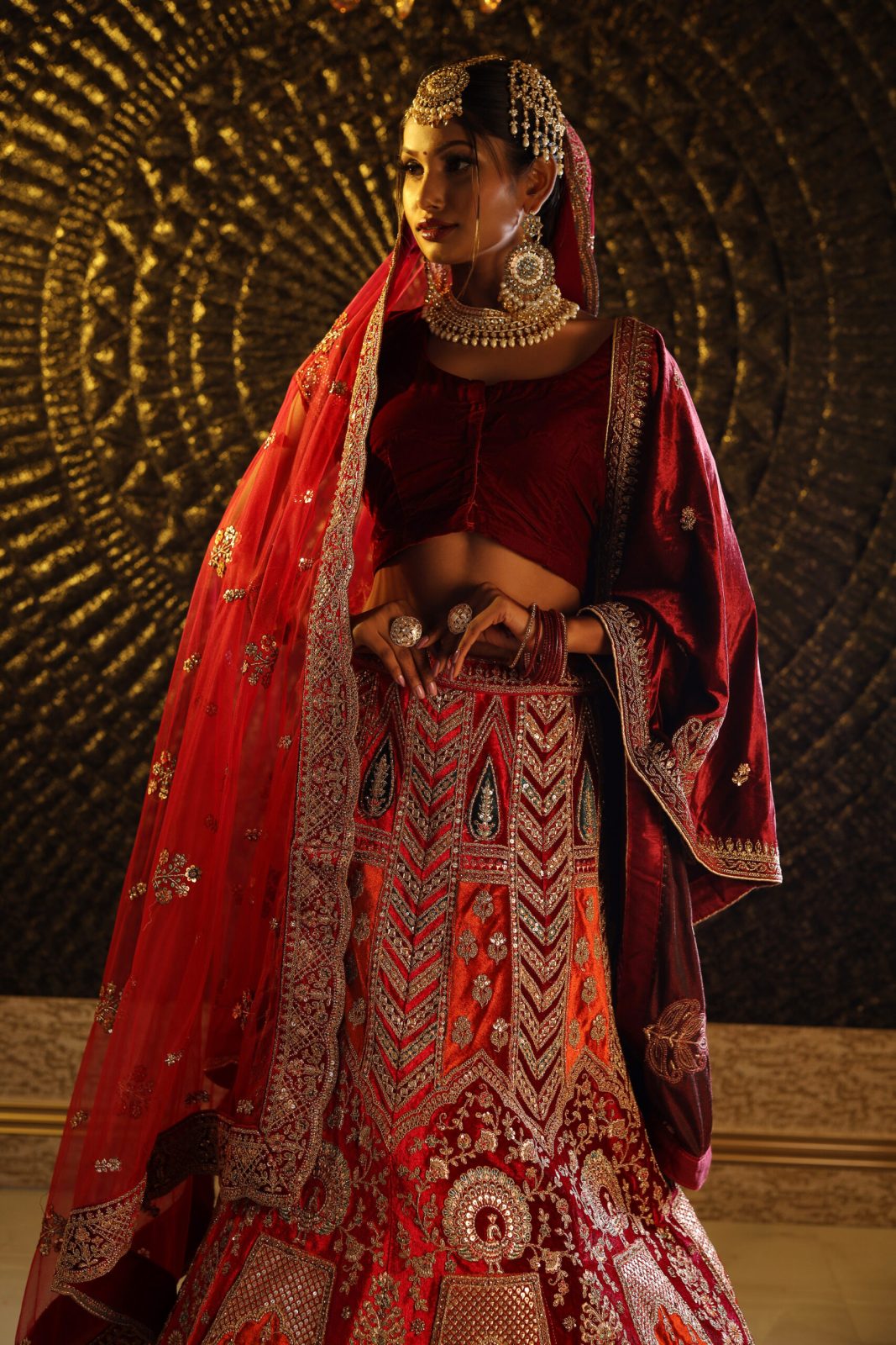 Rosewood Maroon Red Lehenga