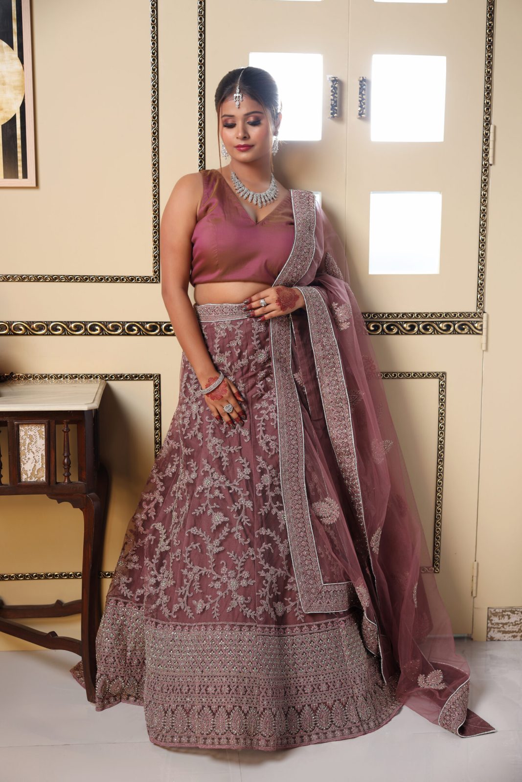 Mauve Sequin Lehenga