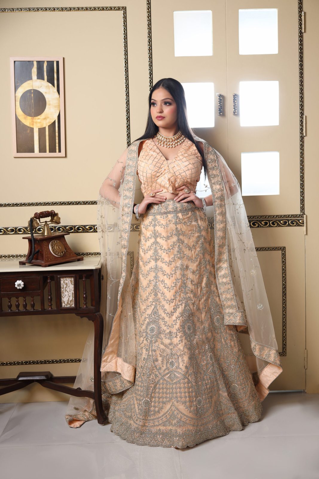 Crayola Peach Sequin Lehenga