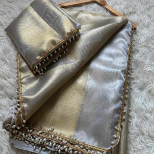 Banarasi Golden Grey Tissue Saree